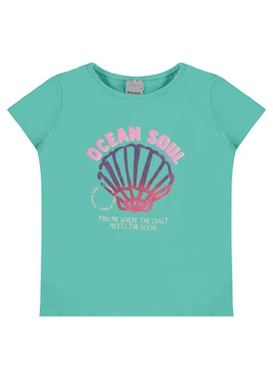 Malwee Kids - Blusa Ocean Soul com Glitter Verde Turquesa - MALWEE KIDS