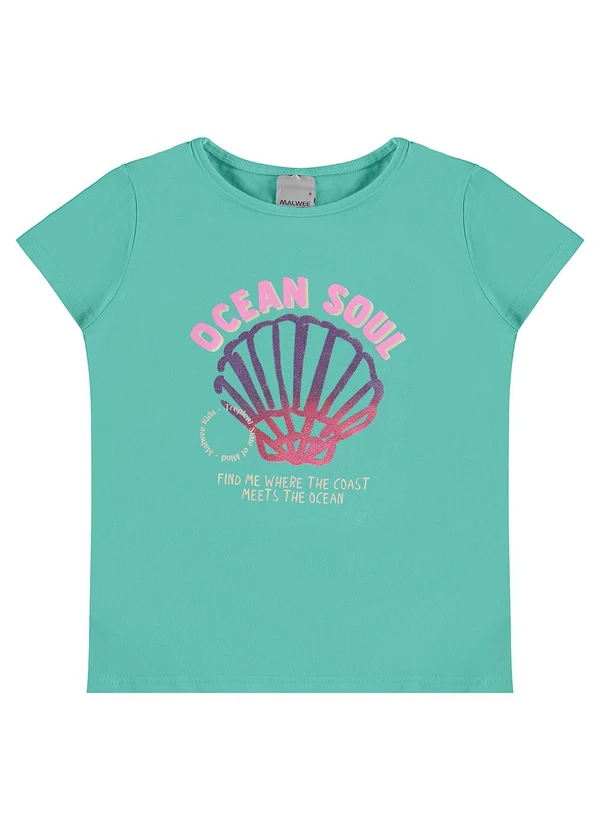 Malwee Kids - Blusa Ocean Soul com Glitter Verde Turquesa