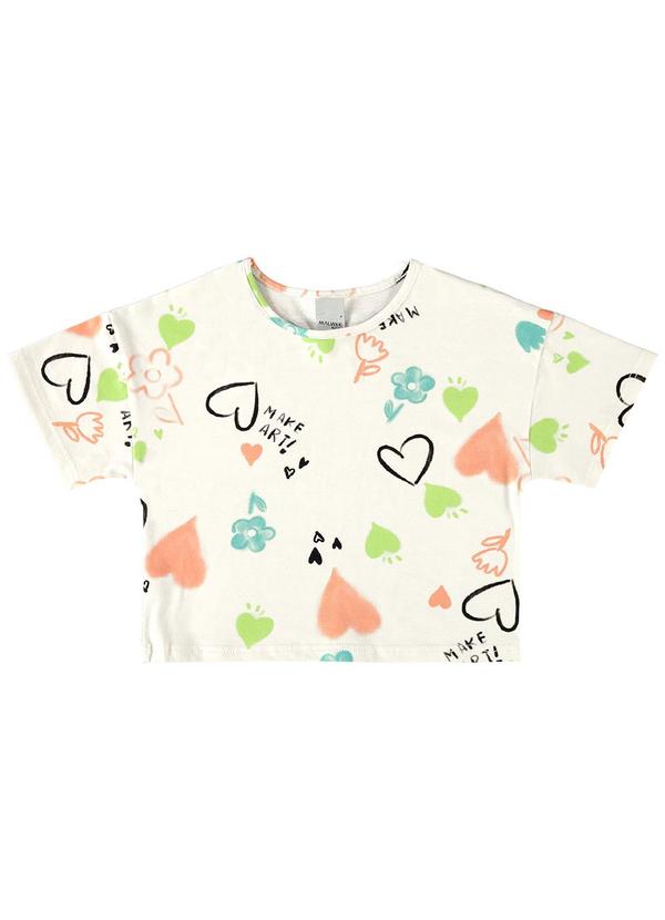 Malwee Kids - Blusa Off White Box Corações Menina