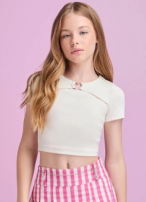 I Am - Blusa Off White com Argola de Coração Off White - I AM