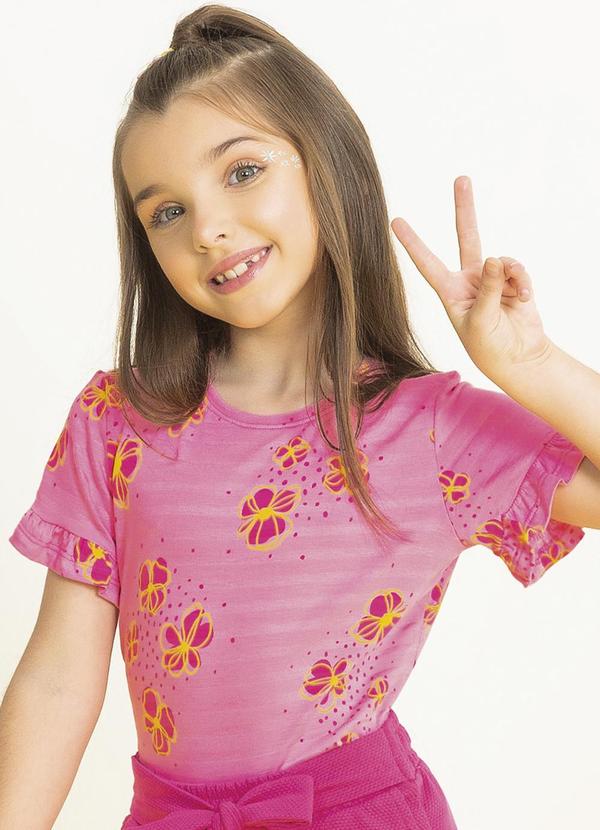 Cativa Kids - Blusa para Meninas com Estampa Floral Rosa