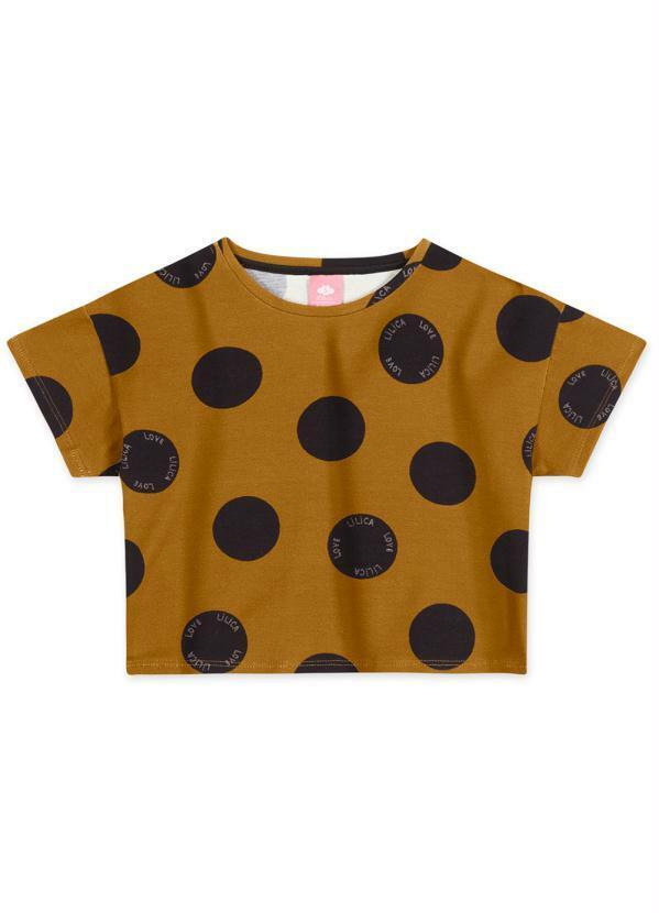 Lilica Ripilica - Blusa Poá Manga Curta Menina Infantil Marrom