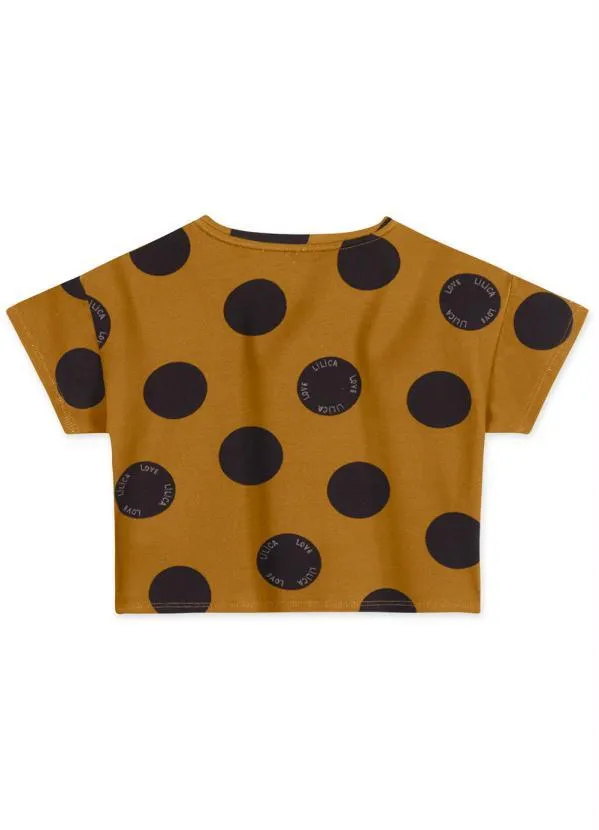 Lilica Ripilica - Blusa Poá Manga Curta Menina Infantil Marrom 2
