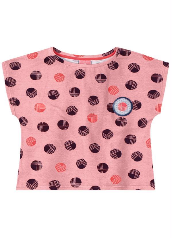 Lilica Ripilica - Blusa Poá Manga Curta Malha Menina Rosa