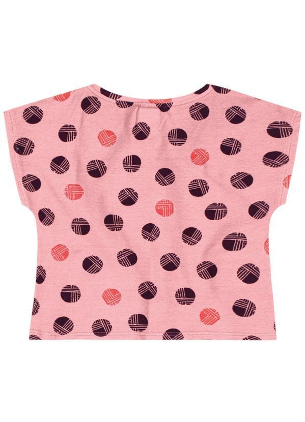 Lilica Ripilica - Blusa Poá Manga Curta Malha Menina Rosa 2