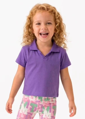 Marisol - Blusa Polo Cropped Manga Curta com Aroma  Roxo - MARISOL