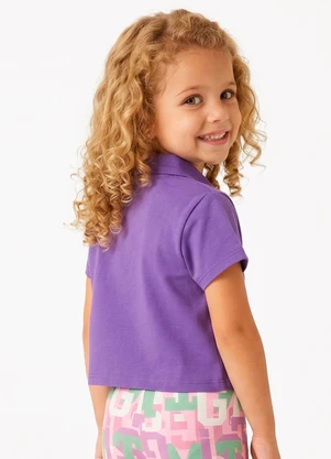 Marisol - Blusa Polo Cropped Manga Curta com Aroma  Roxo - MARISOL
