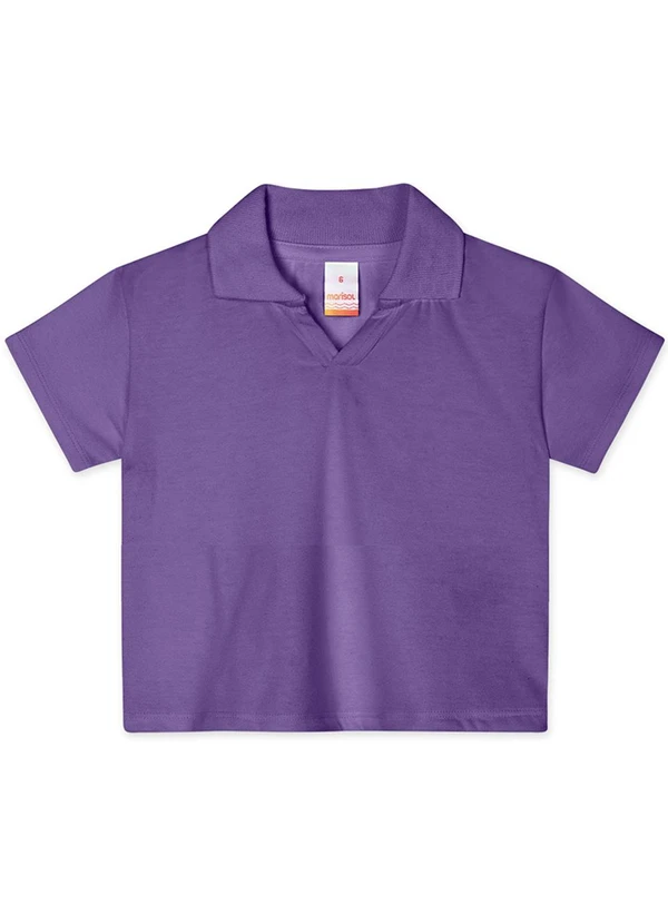 Marisol - Blusa Polo Cropped Manga Curta com Aroma  Roxo