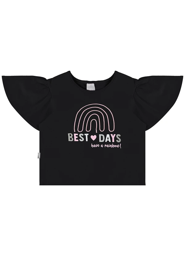 Malwee Kids - Blusa Preta Best Days com Bordado