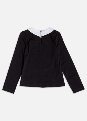 Momi - Blusa Preta com Gola e Patch de Laço Preto - MOMI