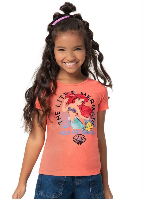 Malwee Kids - Blusa Princesa Ariel Menina Salmão