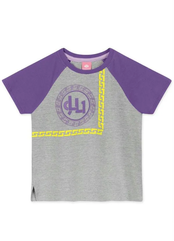 Lilica Ripilica - Blusa Raglan Manga Curta Menina Cinza