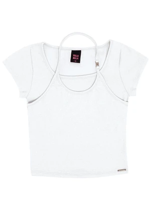 Pulla Bulla - Blusa Ribana com Elastano Leve Branco - PULLA BULLA