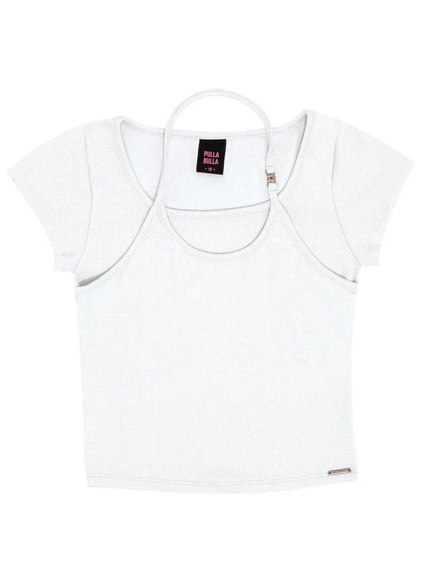 Pulla Bulla - Blusa Ribana com Elastano Leve Branco