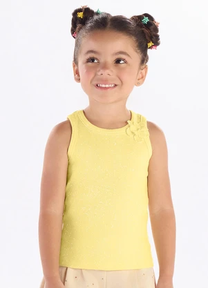 Pulla Bulla - Blusa Ribana com Elastano Leve e Gliter Amarelo - PULLA BULLA