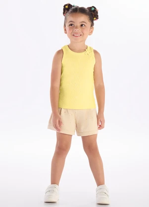 Pulla Bulla - Blusa Ribana com Elastano Leve e Gliter Amarelo - PULLA BULLA