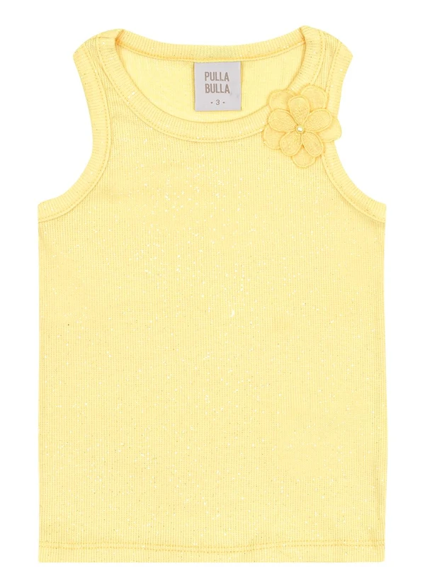 Pulla Bulla - Blusa Ribana com Elastano Leve e Gliter Amarelo 3