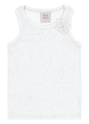 Pulla Bulla - Blusa Ribana com Elastano Leve e Gliter Branco - PULLA BULLA