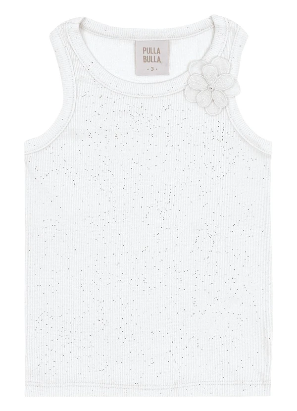 Pulla Bulla - Blusa Ribana com Elastano Leve e Gliter Branco