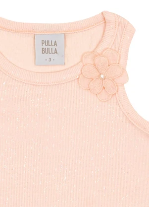 Pulla Bulla - Blusa Ribana com Elastano Leve e Gliter Rosa - PULLA BULLA