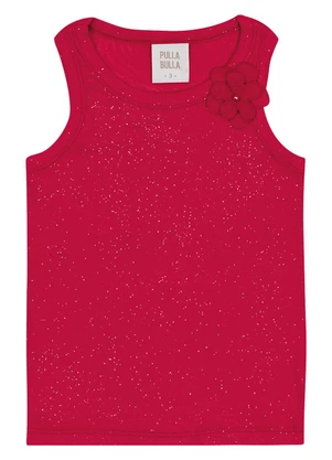 Pulla Bulla - Blusa Ribana com Elastano Leve e Gliter Vermelho - PULLA BULLA
