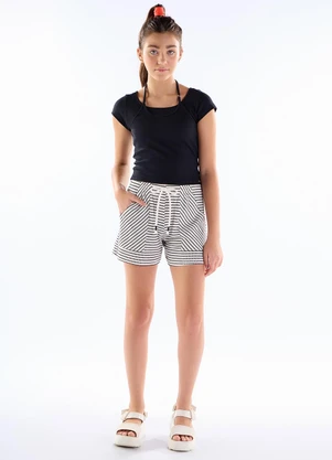 Pulla Bulla - Blusa Ribana com Elastano Leve Preto - PULLA BULLA