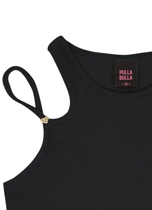 Pulla Bulla - Blusa Ribana com Elastano Leve Preto - PULLA BULLA