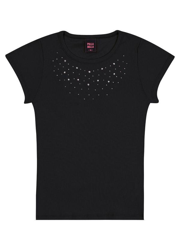 Pulla Bulla - Blusa Ribana com Elastano Leve Preto