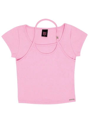 Pulla Bulla - Blusa Ribana com Elastano Leve Rosa - PULLA BULLA
