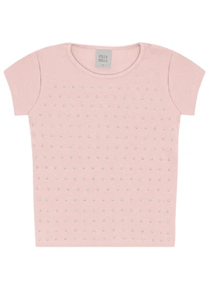 Pulla Bulla - Blusa Ribana com Elastano Leve Rosa - PULLA BULLA