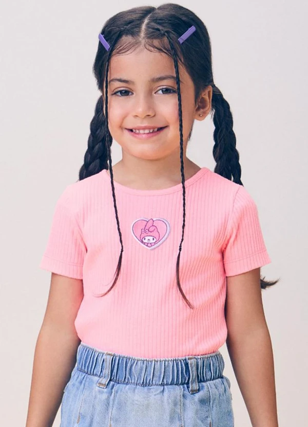 Momi - Blusa Rosa Canelada da My Melody