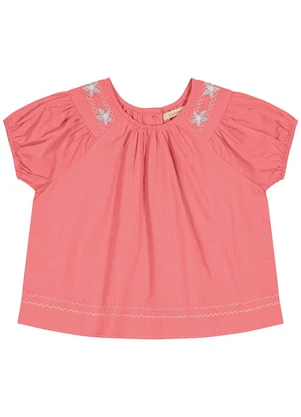 Carinhoso - Blusa Rosa com Bordado Floral Menina - CARINHOSO