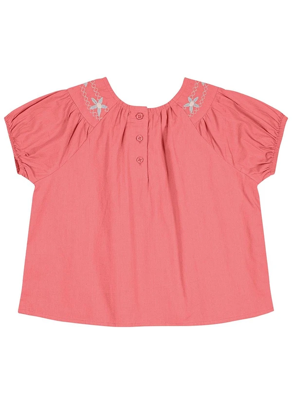 Carinhoso - Blusa Rosa com Bordado Floral Menina 2