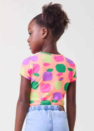 Bimbi - Blusa Rosa com Fruit Print de Maçãs Rosa - BIMBI