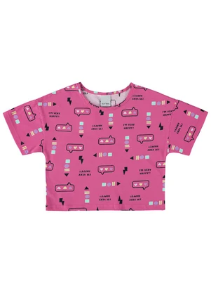 Malwee Kids - Blusa Rosa Escuro Box I'M Very Happy Menina - MALWEE KIDS