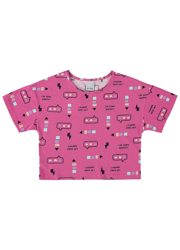 Malwee Kids - Blusa Rosa Escuro Box I'M Very Happy Menina