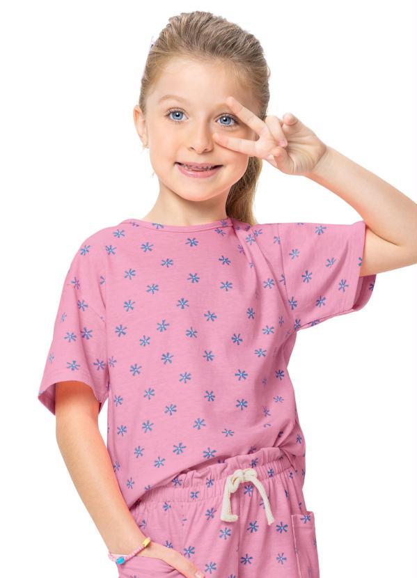 Malwee Kids - Blusa Rosa Flores Menina