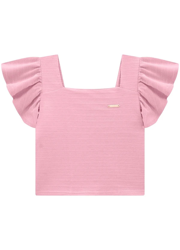 Carinhoso - Blusa Rosa Justa Texturizada Menina