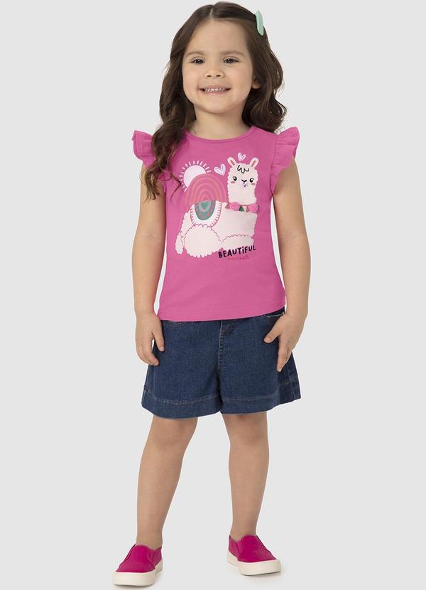 Malwee Kids - Blusa Rosa Lhama com Pompom Menina