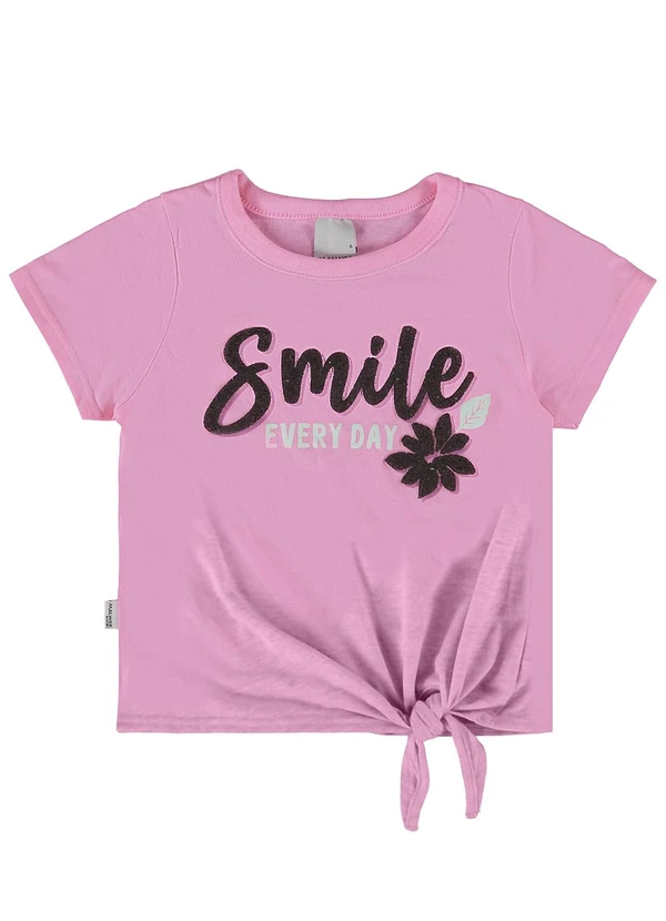 Malwee Kids - Blusa Rosa Neon Smile com Amarração
