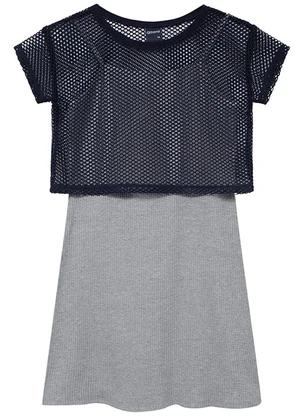 Amora - Blusa Teen Boxy com Vestido Cinza - AMORA