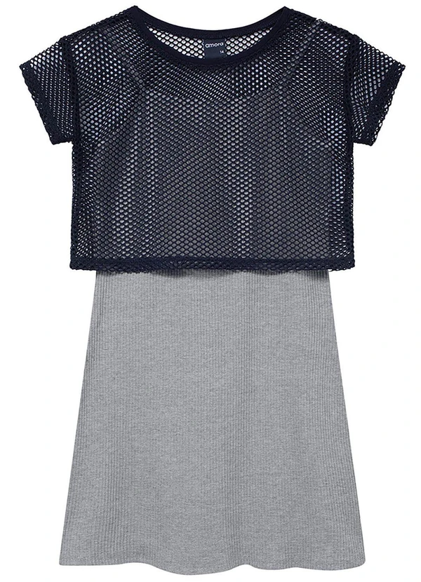 Amora - Blusa Teen Boxy com Vestido Cinza 2