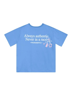Brandili - Blusa Teen Menina em Meia Malha Azul - BRANDILI