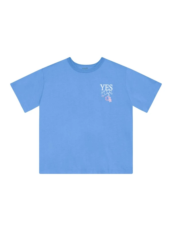 Brandili - Blusa Teen Menina em Meia Malha Azul