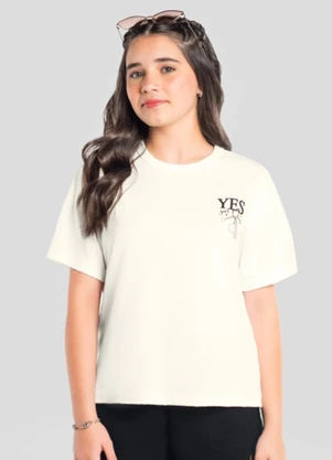 Brandili - Blusa Teen Menina em Meia Malha Bege - BRANDILI