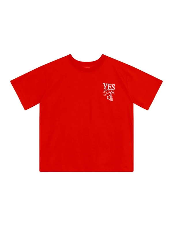 Brandili - Blusa Teen Menina em Meia Malha Vermelho