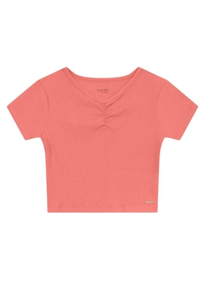 Brandili - Blusa Teen Menina em Ribana Rosa - BRANDILI