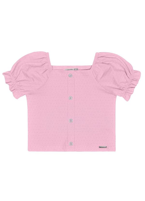 Alakazoo - Blusa Texturizada com Manga Bufante Rosa 3
