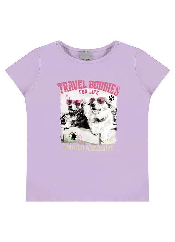 Malwee Kids - Blusa Travel Buddies com Glitter Lavanda