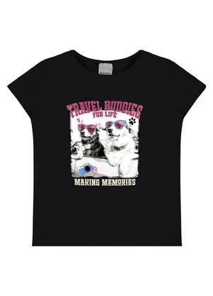 Malwee Kids - Blusa Travel Buddies com Glitter Preto - MALWEE KIDS